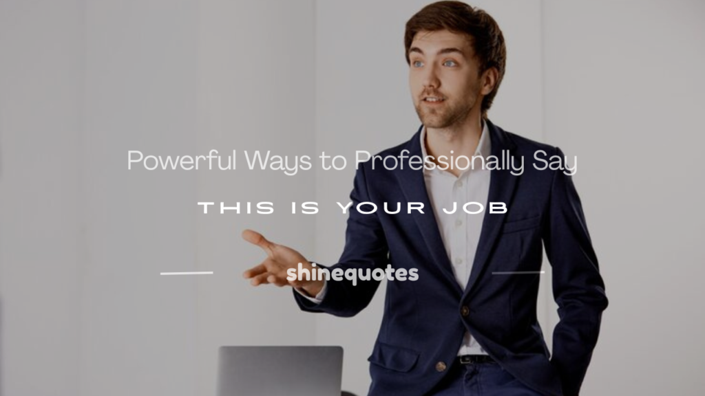 how to professionally say this is your job